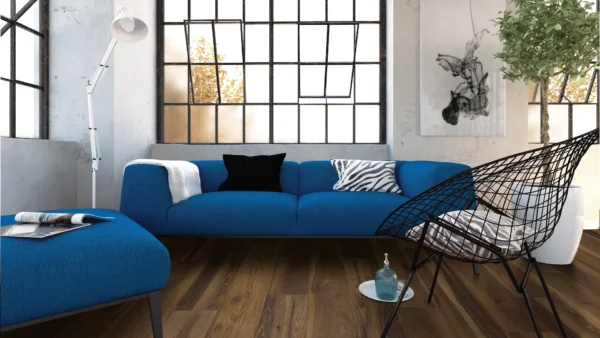 COREtec VV704 collection Blended Umber vinyl plank installed in living room