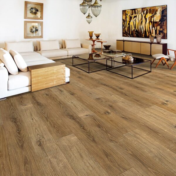 Next Floor Donnington Collection Heritage Oak vinyl flooring installed in a living room