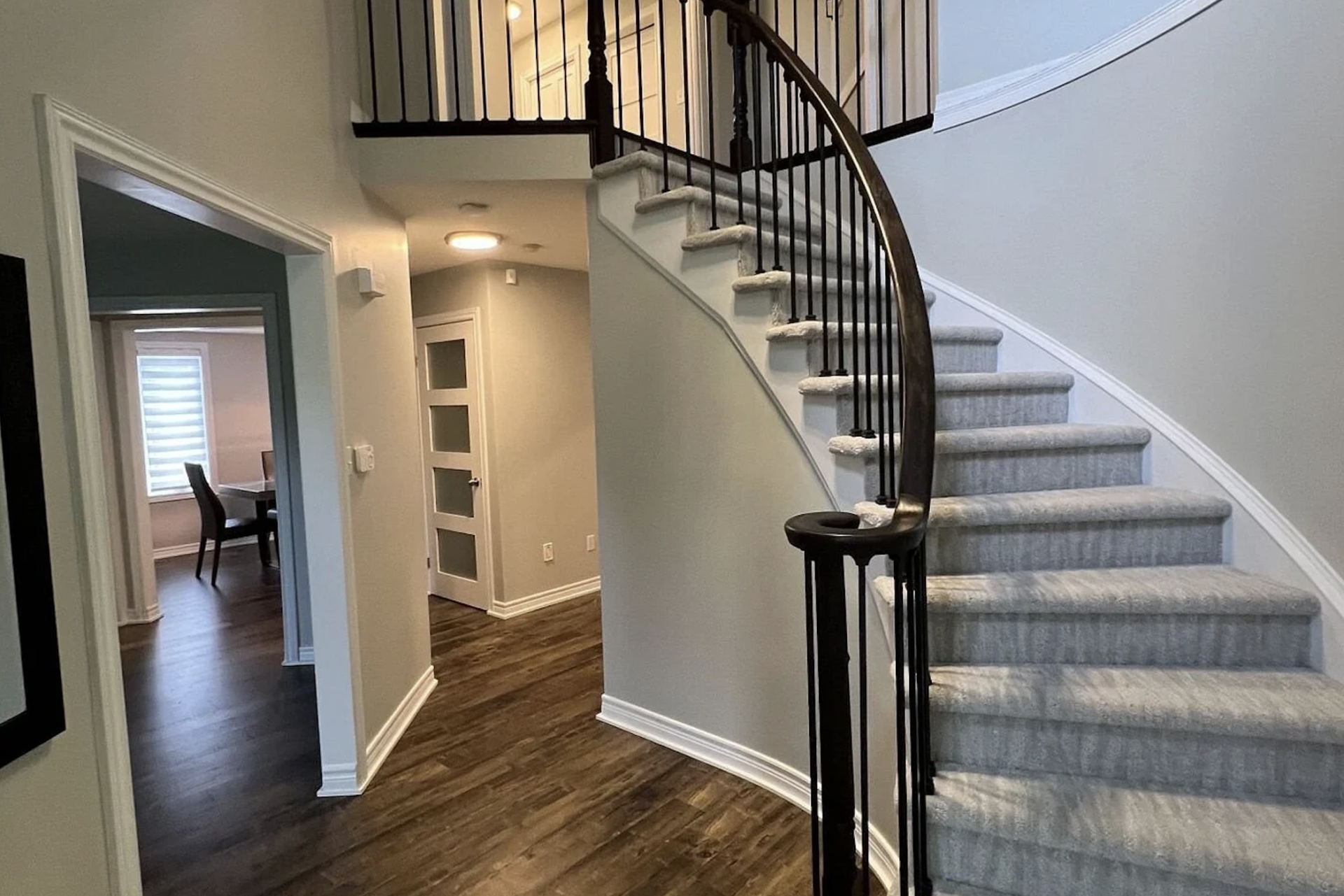 Dreamweaver Select in Mojave carpet installed on stairs in a home by El Nino Carpet and Flooring