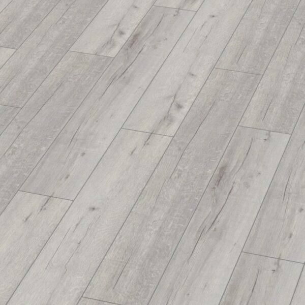 Close up of Stevens Omni Kronotex Robusto Collection Rip Oak White 3181 laminate flooring