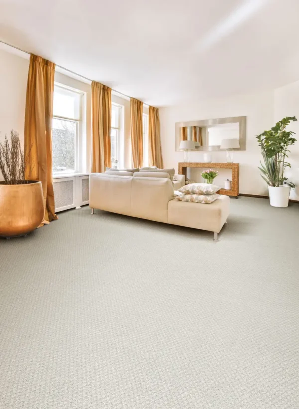 DreamWeaver Capri 1428 collection Cloud Nine 6809 carpet installed in a living room