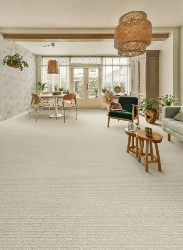 DreamWeaver Caspian 1528 collection Champagne Fizz 6309 carpet installed in a living room